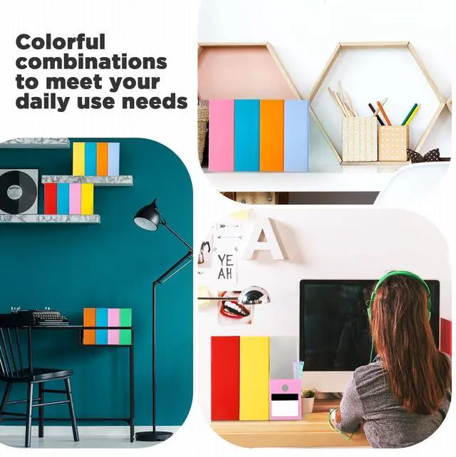 Alt view image 3 of 6 - 64 Pcs Magazine File Holder Set Including Colored Foldable Desk File Holder Organizer White Label Stickers Cute Cat Pen Cardboard Magazine Storage Box for Document School Home Office