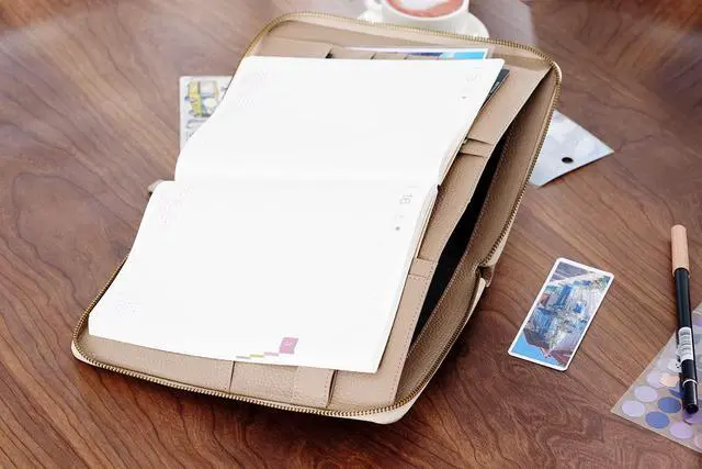 Alt view image 5 of 6 - Zippered Leather Cover for A5-Notebooks - Fits Hobonichi Cousin, Stalogy and Midori MD Planners (Pebbled-Taupe)