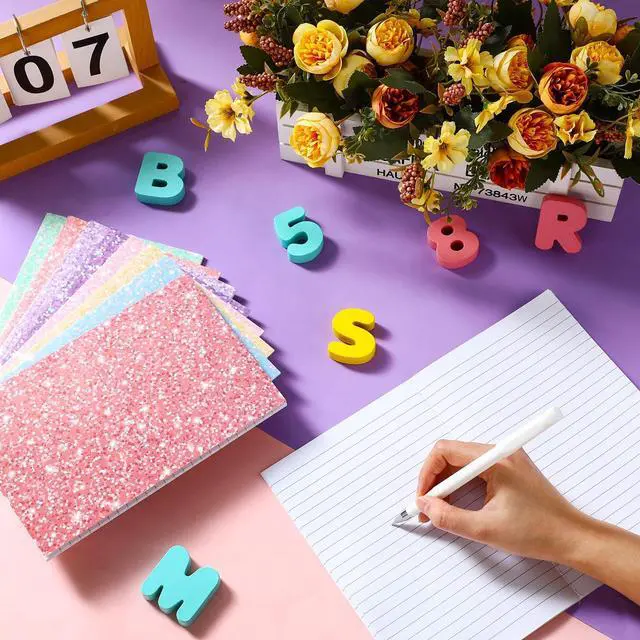 Alt view image 5 of 6 - 80 Pack Glitter Notebooks Bulk 8.3x5.5 Inch Glitter Lined Paper Journals Pack, 60 Pages 30 Sheets A5 Size Travel Writing Notebooks for Teens Women Writing Note Taking Office Gifts
