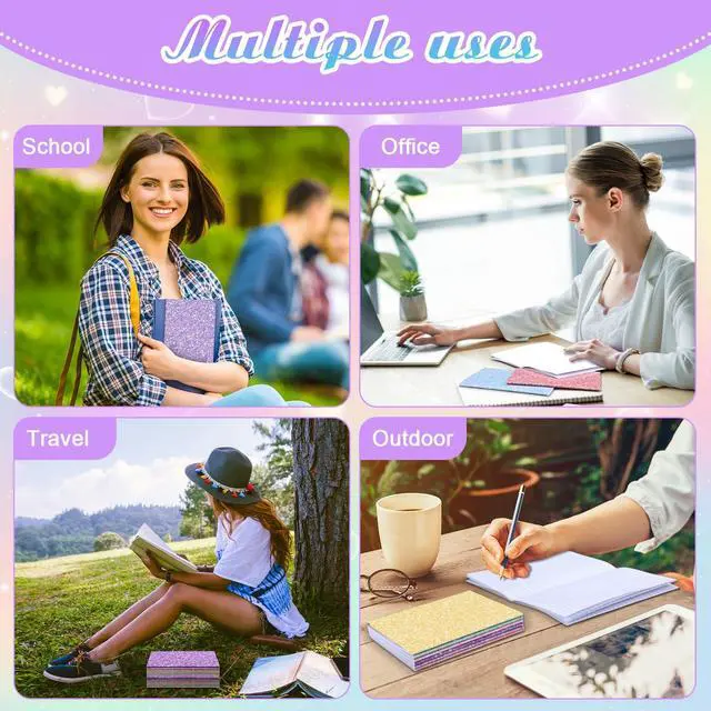 Alt view image 6 of 6 - 80 Pack Glitter Notebooks Bulk 8.3x5.5 Inch Glitter Lined Paper Journals Pack, 60 Pages 30 Sheets A5 Size Travel Writing Notebooks for Teens Women Writing Note Taking Office Gifts