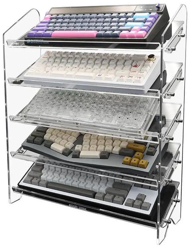 Main image of Acrylic Keyboard Display Stand,Mechanical Keyboard Storage Rack,Multilayer Acrylic Organizer,Desktop Shelf Holder for Customized Keyboard (5 Tiers,Short)
