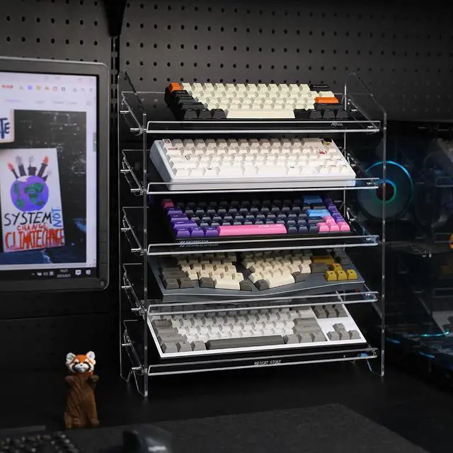 Alt view image 2 of 6 - Acrylic Keyboard Display Stand,Mechanical Keyboard Storage Rack,Multilayer Acrylic Organizer,Desktop Shelf Holder for Customized Keyboard (5 Tiers,Short)
