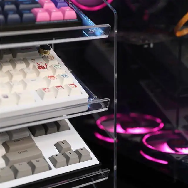 Alt view image 4 of 6 - Acrylic Keyboard Display Stand,Mechanical Keyboard Storage Rack,Multilayer Acrylic Organizer,Desktop Shelf Holder for Customized Keyboard (5 Tiers,Short)