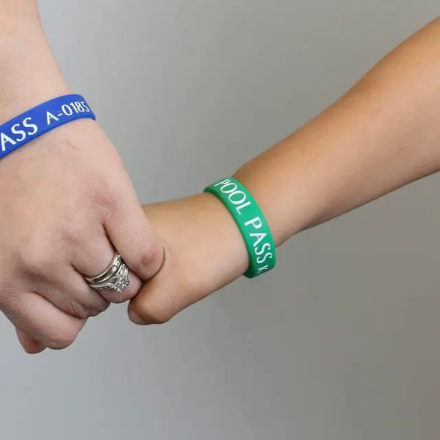 Alt view image 5 of 5 - (100-Pack) Kids Pool Pass Silicone Wristbands with Consecutive Numbering, Prefix K, 1/16 inch Rubber Silicone Bracelet Bands, 7 L x 0.5 W x 0.06, Green and White