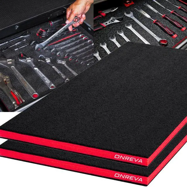 Main image of Tool Box Foam 30x22x1 inch 2Pack, Foam Inserts for Cases, Polyethylene Storage Sheets for Toolbox Hard Case, Tool Shadow Insert, Kaizen Organizer Sheet, Red With Black