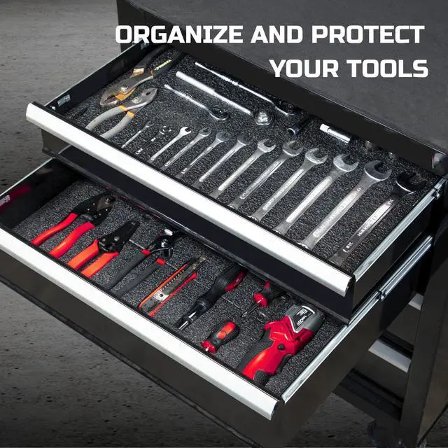 Alt view image 2 of 6 - Tool Box Foam 30x22x1 inch 2Pack, Foam Inserts for Cases, Polyethylene Storage Sheets for Toolbox Hard Case, Tool Shadow Insert, Kaizen Organizer Sheet, Red With Black