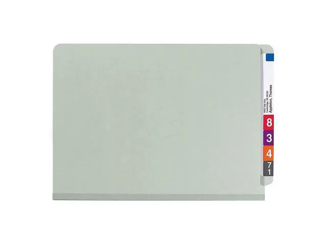 Alt view image 3 of 6 - 100% Recycled End Tab Classification Folder, 2 Dividers, 2" Expansion, Legal Size, Gray/Green, 10 per Box (29802)