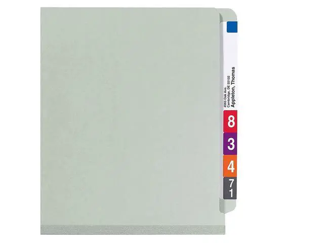 Alt view image 4 of 6 - 100% Recycled End Tab Classification Folder, 2 Dividers, 2" Expansion, Legal Size, Gray/Green, 10 per Box (29802)