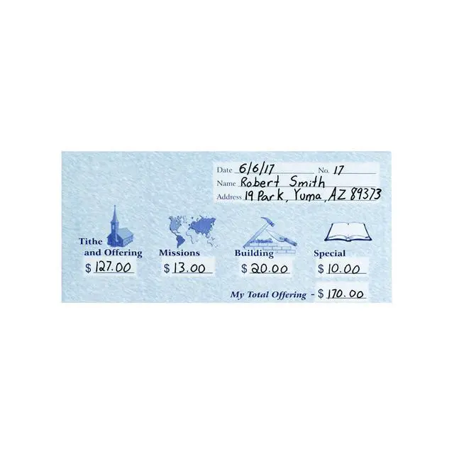 Alt view image 3 of 5 - Church Offering/Tithe Donation Envelopes, Friendly Welcome Message, Missions, Building & Special, Simple Design, Easy-open Tab, Fits Bills & Checks - Blue - Box of 500