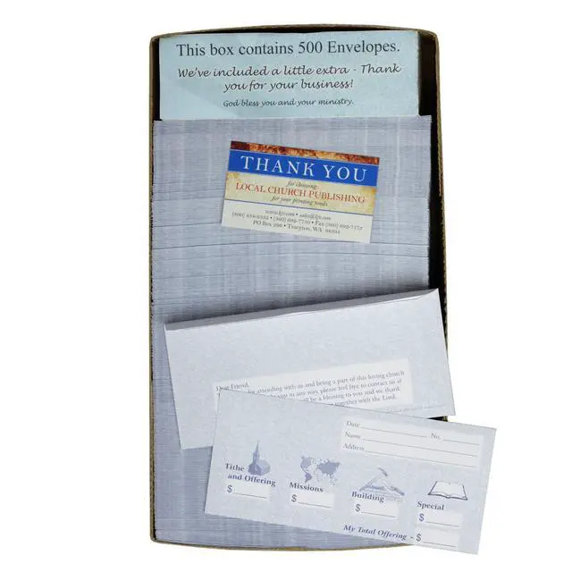 Alt view image 4 of 5 - Church Offering/Tithe Donation Envelopes, Friendly Welcome Message, Missions, Building & Special, Simple Design, Easy-open Tab, Fits Bills & Checks - Blue - Box of 500