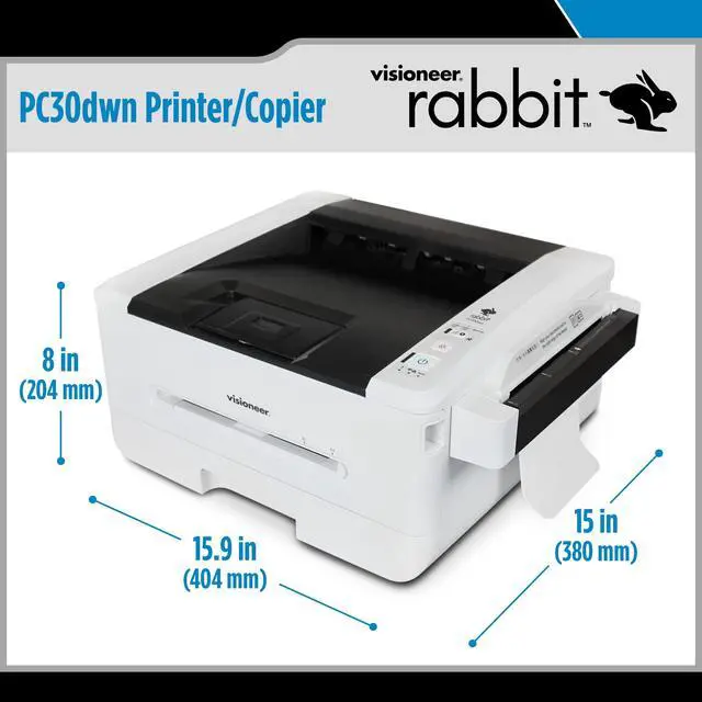 Alt view image 2 of 6 - Rabbit PC30dwn Laser Printer/Copy Machine, USB Office Printer and Copier for PC and Mac, 30 PPM, Sheetfed 250 Page Automatic Document Feeder (ADF), White
