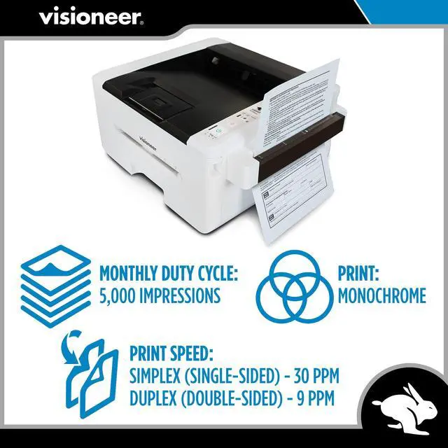 Alt view image 3 of 6 - Rabbit PC30dwn Laser Printer/Copy Machine, USB Office Printer and Copier for PC and Mac, 30 PPM, Sheetfed 250 Page Automatic Document Feeder (ADF), White