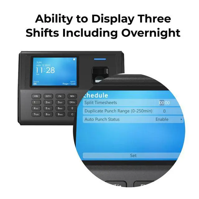 Alt view image 4 of 6 - CX3 Fingerprint Time Clocks for Small Business Employees - No Monthly Fee No Software Required - Biometric Clock in and Out Machine - Right Out of The Box, Finger + RFID + Pin Punching