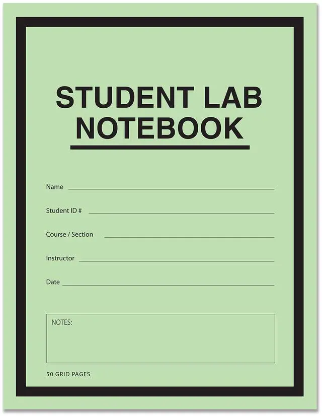 Main image of Student Lab Notebook, 25 Pack, 50 Pages | Scientific Grid Format, Green Cover, Saddle-Stitched, 8.5'' x 11'' - Made in USA