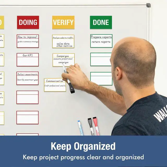 Alt view image 3 of 5 - Magnetic Kanban Board Scrum Card, 5x3 Dry Erase Magnet Label, Reusable Planning Card Agile Board Kit for Whiteboard or Any Magnet Friendly Surface - 4 Markers Included