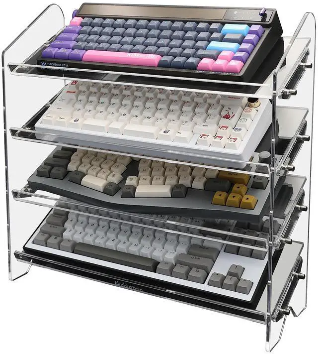 Main image of Acrylic Keyboard Display Stand,Mechanical Keyboard Storage Rack,Multilayer Acrylic Organizer,Desktop Shelf Holder for Customized Keyboard (4 Tiers,long)