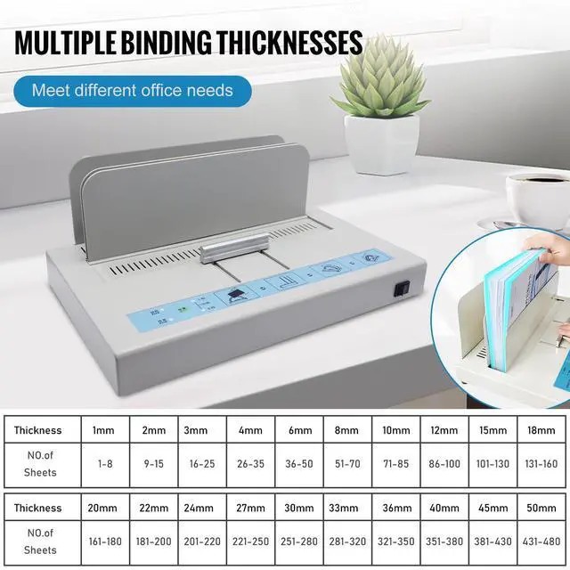 Alt view image 3 of 6 - Thermal Binding Machine Book Binder Machine Book Binding Kit 500 Sheets Capacity Thermal Binder A3/A4/A5 Document with Glue Strips Cover 110V Hot Melt Machine Heat Binder Contract Document Invoice