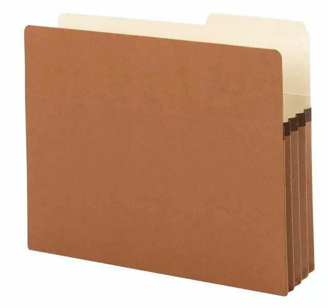 Main image of File Pockets, 2/5-Cut Tab Right Position, Guide Height, 3-1/2" Expansion, Letter Size, Redrope, 25 per Box (73088)