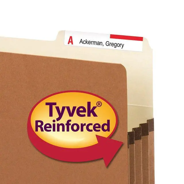 Alt view image 4 of 6 - File Pockets, 2/5-Cut Tab Right Position, Guide Height, 3-1/2" Expansion, Letter Size, Redrope, 25 per Box (73088)
