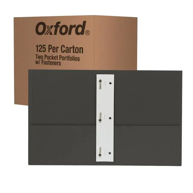 Alt view image 2 of 6 - 2 Pocket Folders w/Prongs, Mega Box of 125, Textured Paper Folders, Black, Letter Size, Essentials for School & Teacher Supplies Lists (57717)