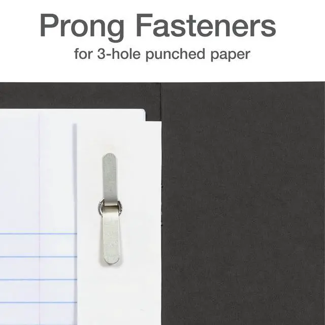 Alt view image 4 of 6 - 2 Pocket Folders w/Prongs, Mega Box of 125, Textured Paper Folders, Black, Letter Size, Essentials for School & Teacher Supplies Lists (57717)