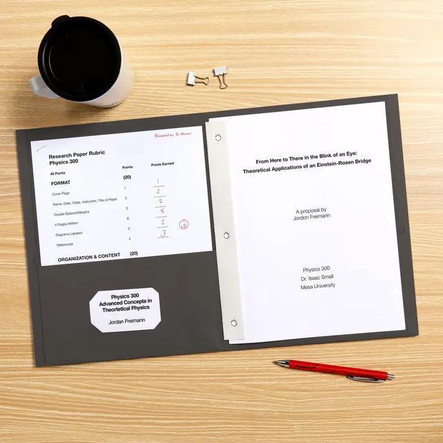 Alt view image 6 of 6 - 2 Pocket Folders w/Prongs, Mega Box of 125, Textured Paper Folders, Black, Letter Size, Essentials for School & Teacher Supplies Lists (57717)