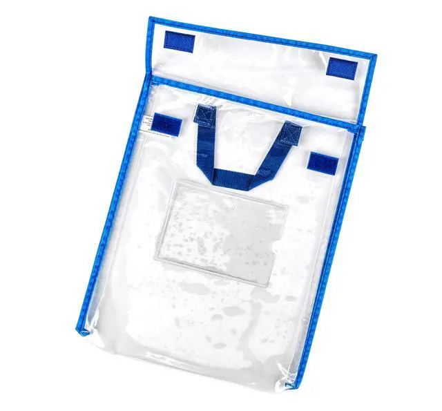 Alt view image 3 of 6 - Store More Large Book Pouches, 36-Pack, Clear | Stitched-on Handle, Clear Name Tag Pocket, Durable Fabric, Water Resistant, Send Home Books & Homework
