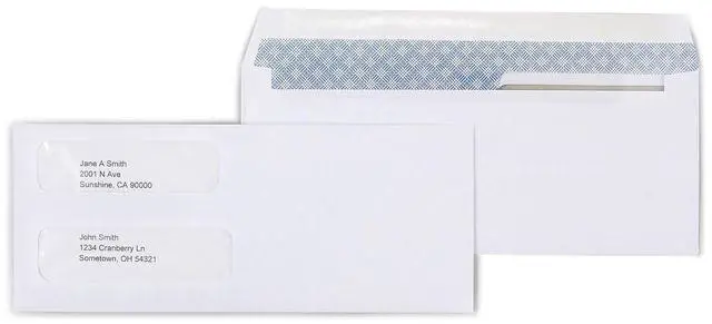 Main image of Laser Check Size Gummed Security Tinted Business Envelopes, 3 5/8" x 8 7/8", Wove White, 1000/Box (381898/17046)