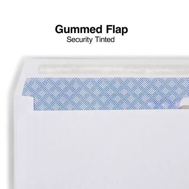 Alt view image 5 of 6 - Laser Check Size Gummed Security Tinted Business Envelopes, 3 5/8" x 8 7/8", Wove White, 1000/Box (381898/17046)