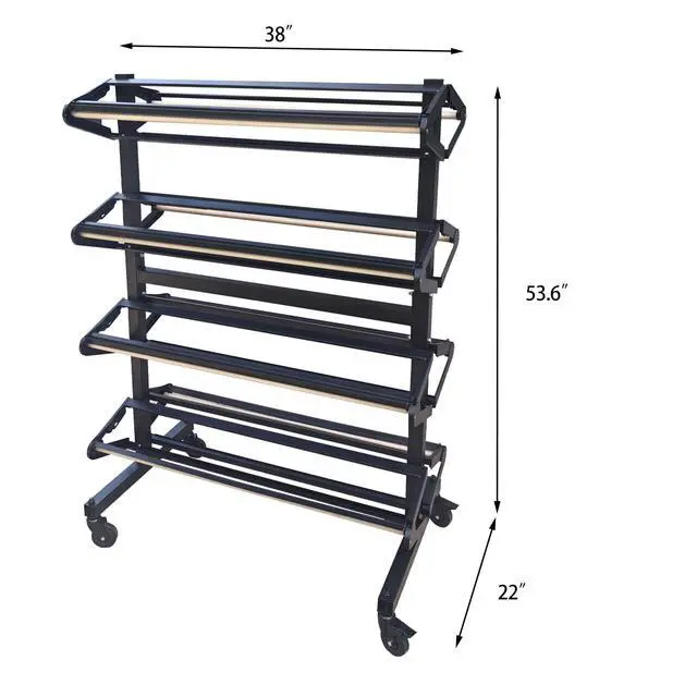 Alt view image 4 of 6 - Butcher Paper Roll Holder, Craft & Kraft Paper Rack Dispenser Stand and Cutter, Holds Eight 36-inch Rolls Suitable for Classrooms & Art (Paper Rolls Not Included)