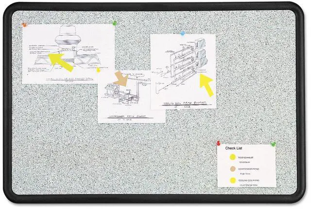 Main image of Bulletin Board, 2 x 3 Feet, Contour, Granite-Colored Surface with Black Plastic Frame (699370)