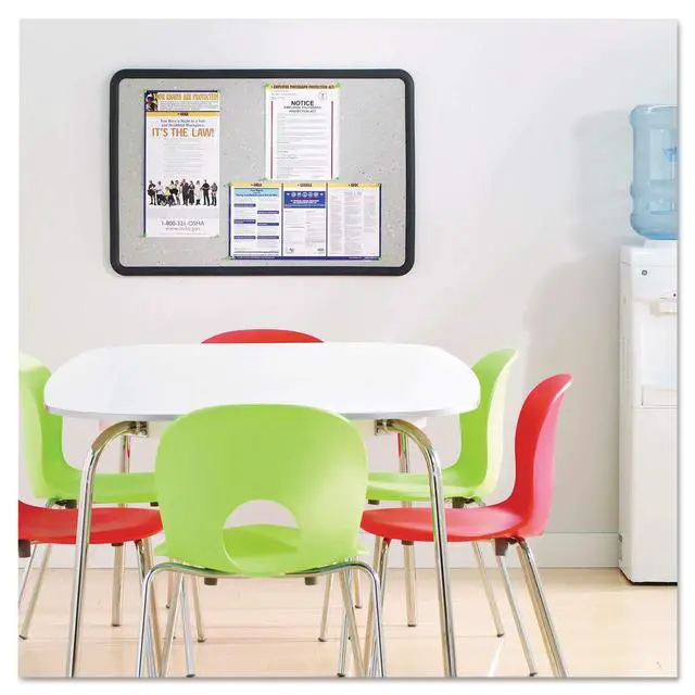 Alt view image 2 of 6 - Bulletin Board, 2 x 3 Feet, Contour, Granite-Colored Surface with Black Plastic Frame (699370)