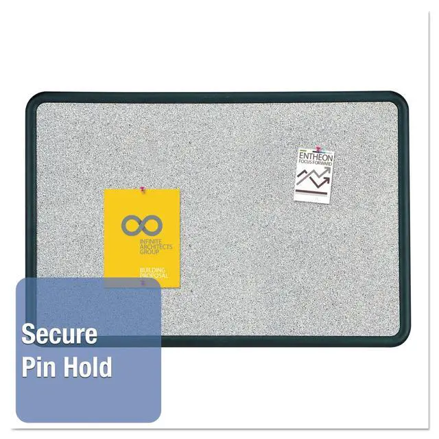 Alt view image 3 of 6 - Bulletin Board, 2 x 3 Feet, Contour, Granite-Colored Surface with Black Plastic Frame (699370)