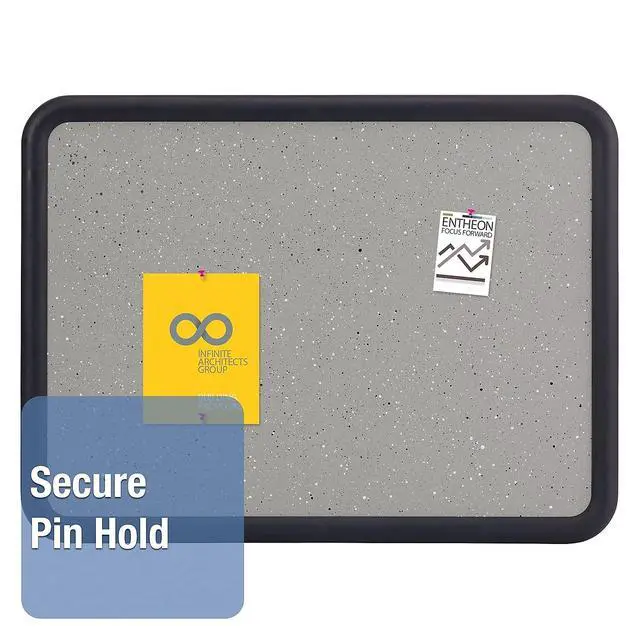 Alt view image 6 of 6 - Bulletin Board, 2 x 3 Feet, Contour, Granite-Colored Surface with Black Plastic Frame (699370)