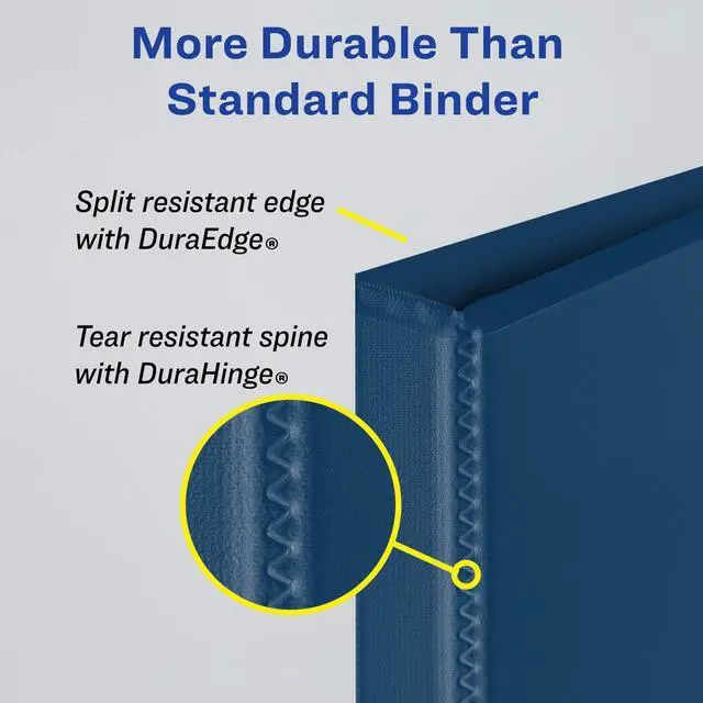 Alt view image 4 of 6 - Durable View 3 Ring Binders, 1" Slant Rings, 220-Sheet Capacity, Blue, 4 Count (17705) (Pack of 3)