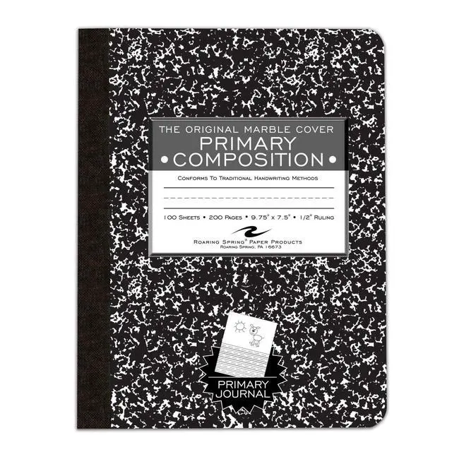 Alt view image 2 of 6 - Picture Story Composition Notebook, Primary Ruled Drawing & Writing Journal, 24 Pack, 9.75" x 7.5", 100 Sheets (200 Pages), Black Marble Hard Cover, Grade School Notebook