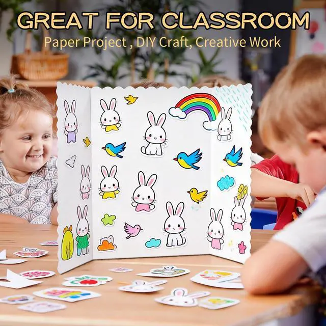 Alt view image 6 of 6 - 30 Pack 24" x 36" White Trifold Poster Board Bulk, Corrugated Foldable Tri-fold Display Board for Science Fair, School Projects, Presentations, Art, Business & Classroom Supplies