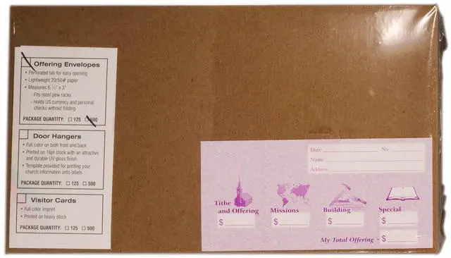 Alt view image 5 of 5 - Church Offering/Tithe Donation Envelopes, Friendly Welcome Message, Missions, Building & Special, Simple Design, Easy-open Tab, Fits Bills & Checks - Purple - Box of 500