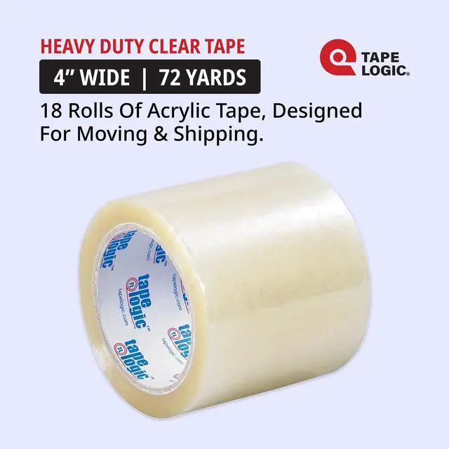 Alt view image 2 of 5 - Packing Tape (18-Rolls), 4" x 72 yd 2.0 Mil - Acrylic Strong Everyday Use Packaging Tape Refill for Shipping, Moving, Order Fulfillment