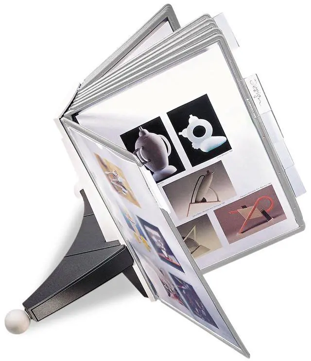 Main image of Desktop Reference System with 10 Double-Sided Panels - Letter-Size 8.5" x 11" Inches - Gray SHERPA Design - Desk Reference Organizer