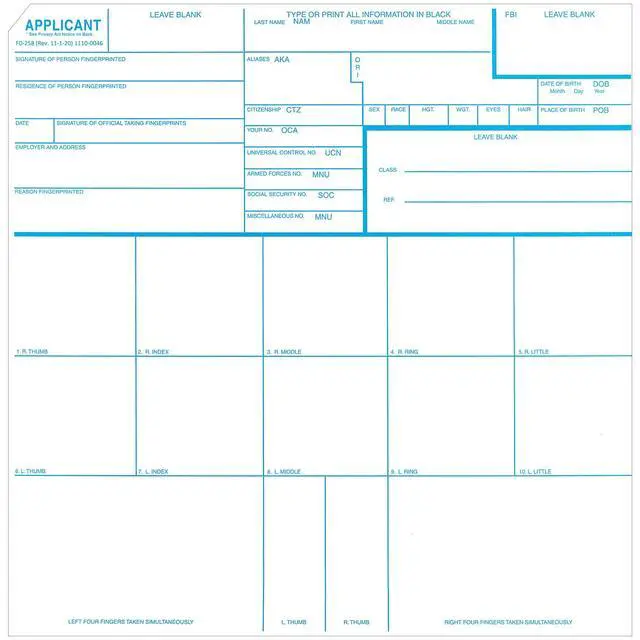 Alt view image 3 of 6 - Deluxe FD-258 Fingerprinting Kit - / 250 FD-258 Cards/XL Size Fingerprint Ink Pad/Cardholder/ReTabs/Sturdy Carry Case