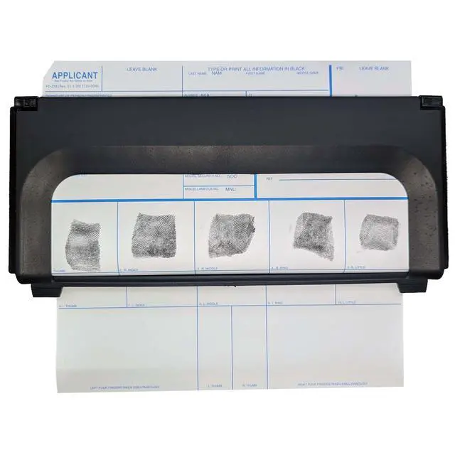 Alt view image 5 of 6 - Deluxe FD-258 Fingerprinting Kit - / 250 FD-258 Cards/XL Size Fingerprint Ink Pad/Cardholder/ReTabs/Sturdy Carry Case