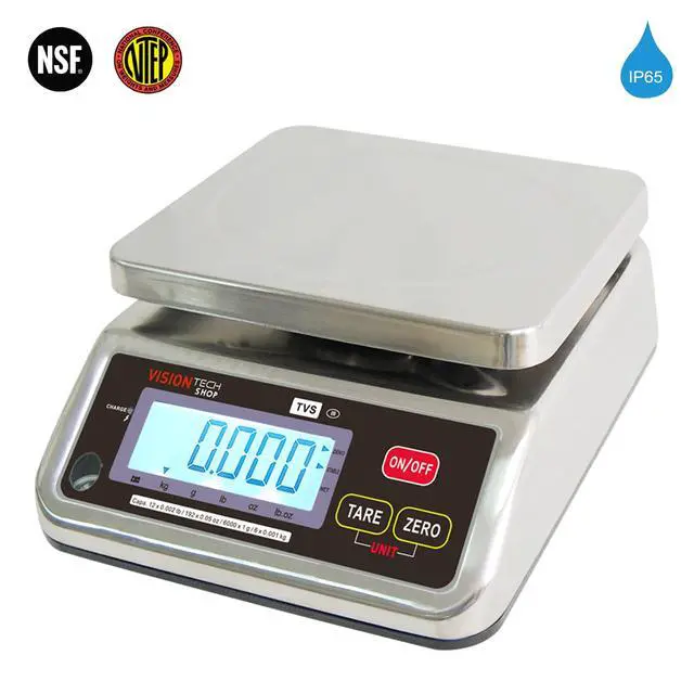 Alt view image 2 of 5 - TVS Portion Control Stainless Steel Washdown Scale, Lb/Oz/Kg/g Switchable, Low Profile Design, 12lb Capacity, 0.002lb Readability, Single Display, NTEP Legal for Trade, NSF Certified
