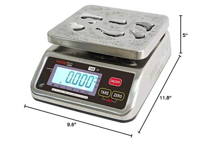 Alt view image 5 of 5 - TVS Portion Control Stainless Steel Washdown Scale, Lb/Oz/Kg/g Switchable, Low Profile Design, 12lb Capacity, 0.002lb Readability, Single Display, NTEP Legal for Trade, NSF Certified
