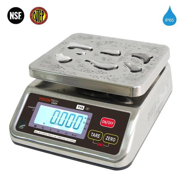 Alt view image 2 of 5 - TVS Portion Control Stainless Steel Washdown Scale, Lb/Oz/Kg/g Switchable, Low Profile Design, 30lb Capacity, 0.005lb Readability, Single Display, NTEP Legal for Trade, NSF Certified