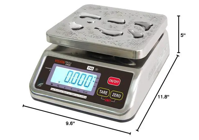 Alt view image 5 of 5 - TVS Portion Control Stainless Steel Washdown Scale, Lb/Oz/Kg/g Switchable, Low Profile Design, 30lb Capacity, 0.005lb Readability, Single Display, NTEP Legal for Trade, NSF Certified