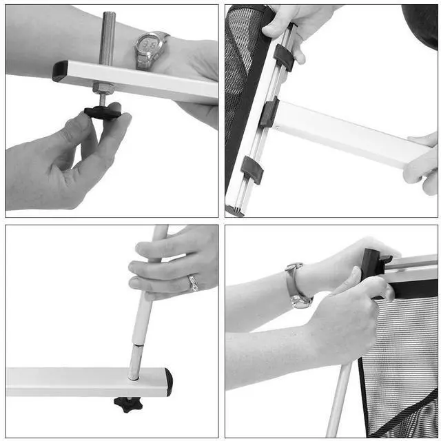 Alt view image 5 of 5 - Mesh Brochure Holder - 1.8ft x 4.6ft Portable Literature Stand with 4 Pockets & Carrying Bag, Collapsible Literature Rack For Businesses, Standing Brochure Holder, Vendor Booth Supplies