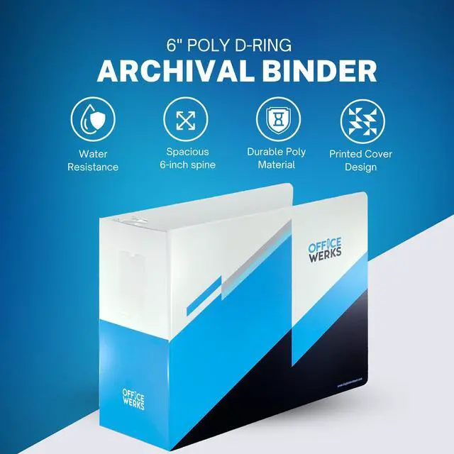 Alt view image 2 of 6 - 6 Inch Locking Angle D-Ring Binder Heavy Duty Poly Binder with Printed Design, Secure Locking 3 Rings, Spine Label Holder, Non-Customizable Cover, Holds 8.5" x 11" Paper (4)