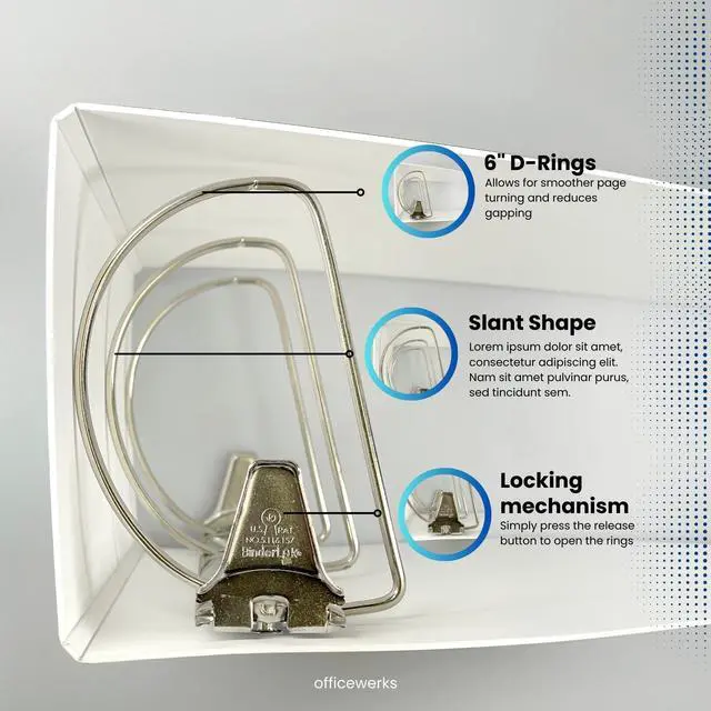 Alt view image 3 of 6 - 6 Inch Locking Angle D-Ring Binder Heavy Duty Poly Binder with Printed Design, Secure Locking 3 Rings, Spine Label Holder, Non-Customizable Cover, Holds 8.5" x 11" Paper (4)