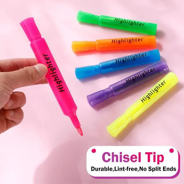 Alt view image 2 of 6 - 300 Pcs Highlighters Bulk Chisel Tip Tank Style Highlighters for School Classroom Assorted Color Fluorescent Pens for Office Shop